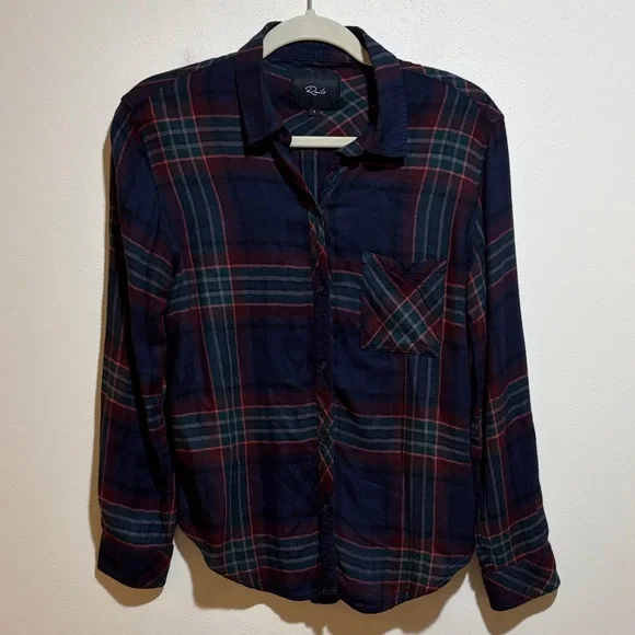 Rails Hunter Marine Rose Teal Plaid Flannel Button Down Long Sleeve Shirt Small - Picture 3 of 10